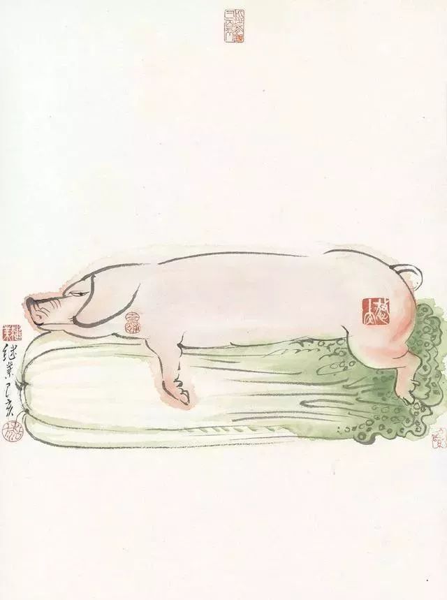 好白菜都让猪拱了哈，谁画的国画真逗~ - 艺术考级网
